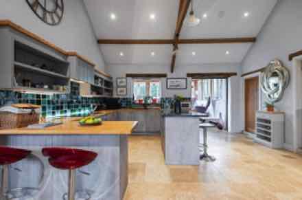 Fully equipped with 2 ovens, super fast hob, fridge freezer, dishwasher, microwave. and coffee machine.